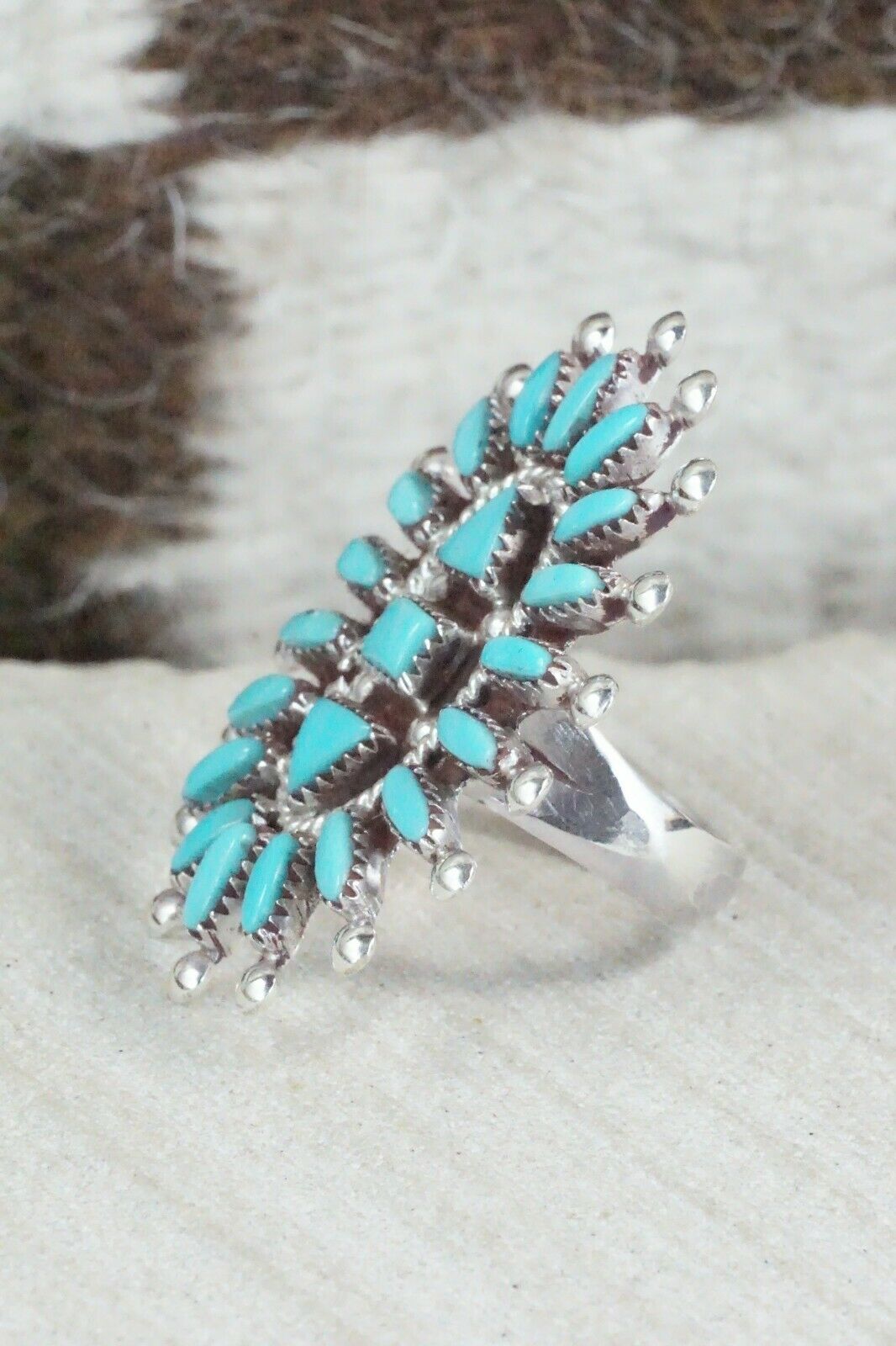 Turquoise & Sterling Silver Ring - Evonne Hustito - Size 7.25 - High Lonesome Trading
