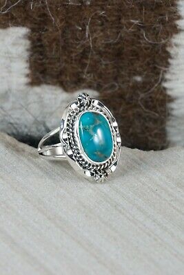 Navajo Turquoise and Sterling Silver Ring - Samuel Yellowhair - 8.5