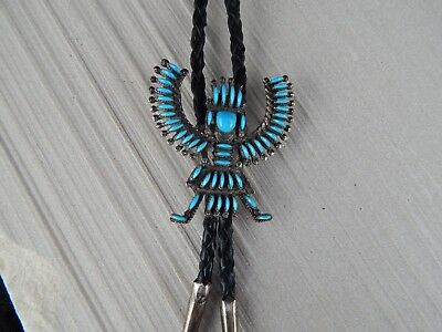 Zuni Sterling Silver & Turquoise Bolo Tie - H.I. Bowekaty - High Lonesome Trading