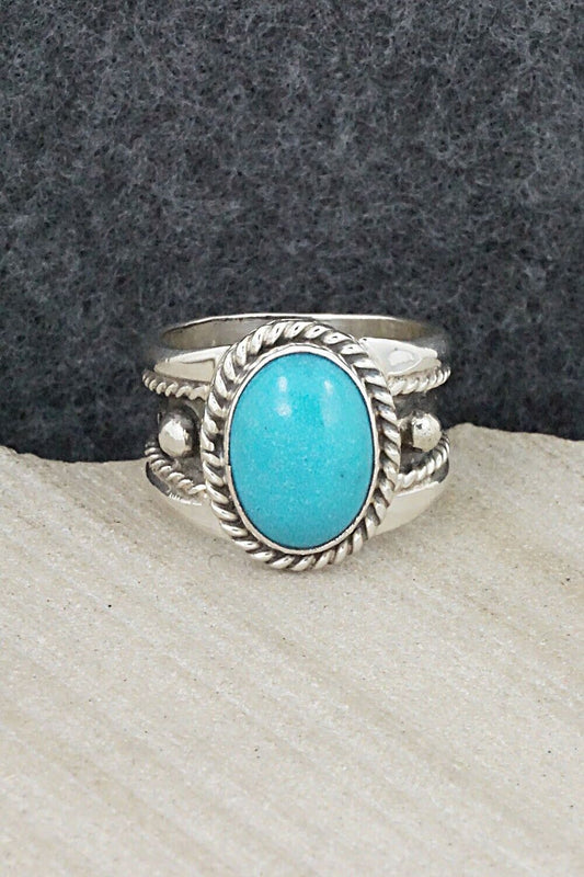 Turquoise & Sterling Silver Ring - Thomas Yazzie - Size 8