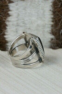 Navajo Onyx & Sterling Silver Ring - Alvin Joe - Size 9