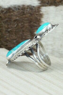 Turquoise and Sterling Silver Ring - Betta Lee - Size 8.5