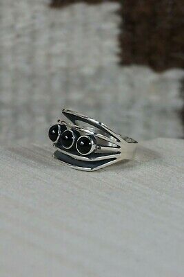 Navajo Onyx and Sterling Silver Ring - James Bahe - Size 6.5 - High Lonesome Trading