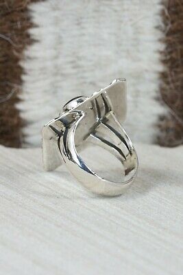 Navajo Onyx & Sterling Silver Ring - Henry Attakai - Size 8