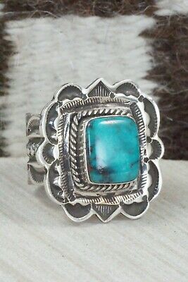 Turquoise and Sterling Silver Ring - Leonard Maloney - Size 12