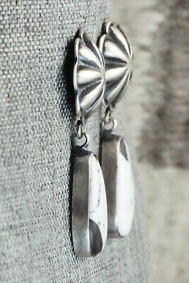 White Buffalo & Sterling Silver Earrings - Lyle Piaso