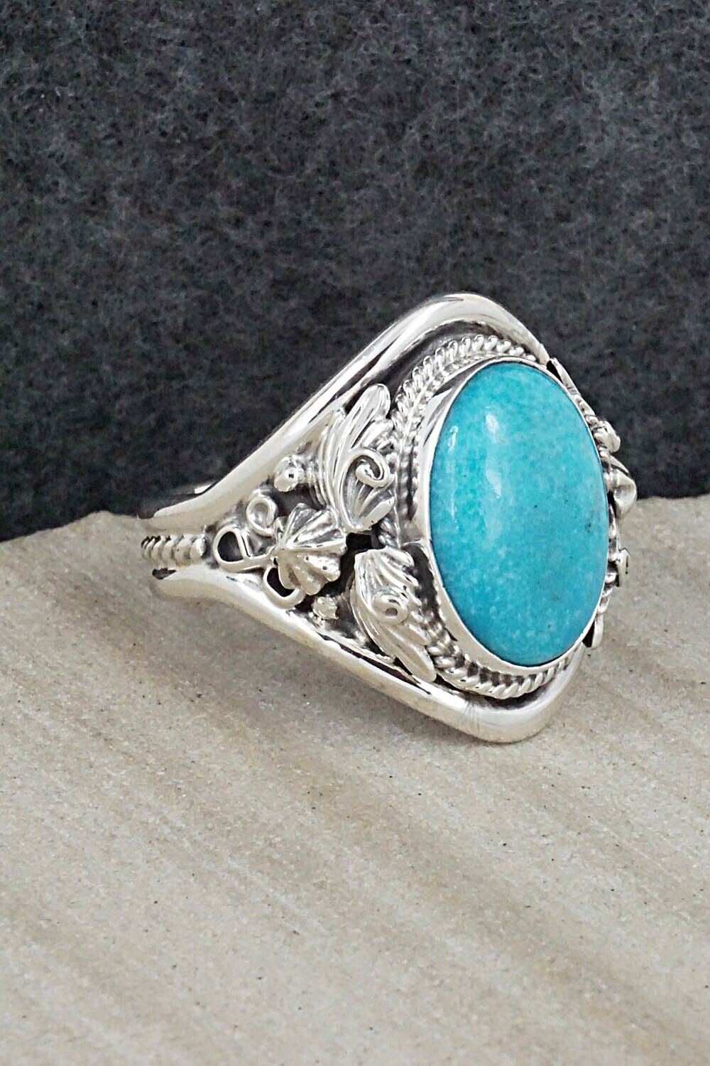 Turquoise & Sterling Silver Ring - Leonard Spencer - Size 13
