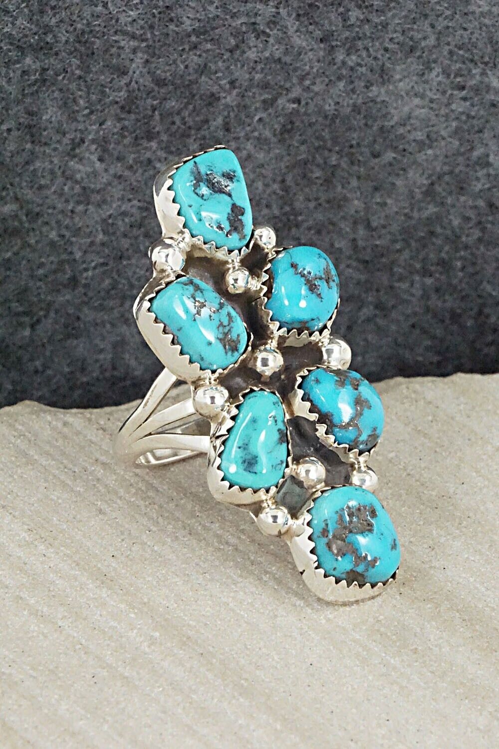 Turquoise Sterling Silver Ring - Roberta Begay - Size 7.5