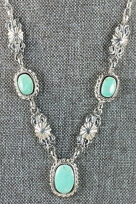 Navajo Turquoise & Sterling Silver Necklace - Lee Shorty