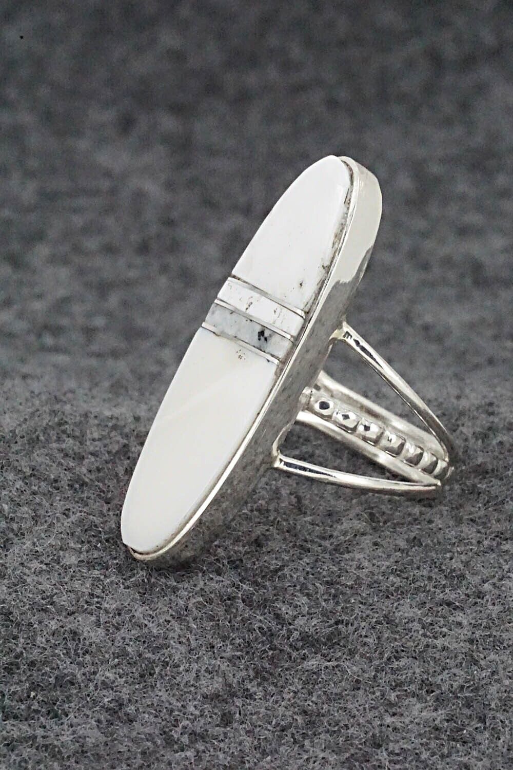 White Buffalo & Sterling Silver Ring - Harold Smith - Size 7