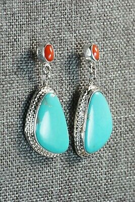 Turquoise & Sterling Silver Earrings - Annie Spencer - Navajo