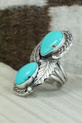 Turquoise and Sterling Silver Ring - Betta Lee - Size 7.5