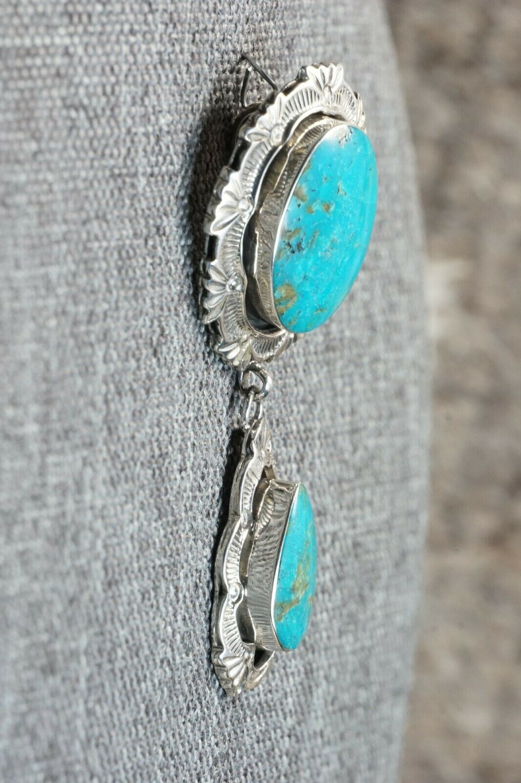 Navajo Turquoise & Sterling Silver Pendant - Sadie Jim