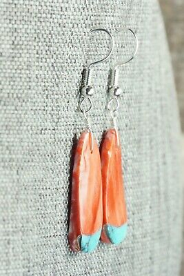 Spiny Oyster, Turquoise & Sterling Silver Earrings - Santo Domingo