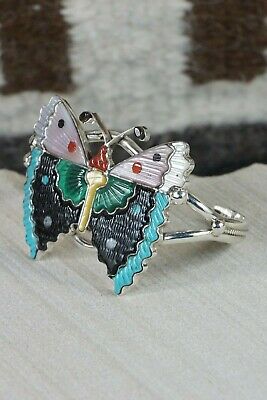Turquoise Inlay Butterfly & Sterling Silver Bracelet - Tamara Pinto - Navajo - High Lonesome Trading