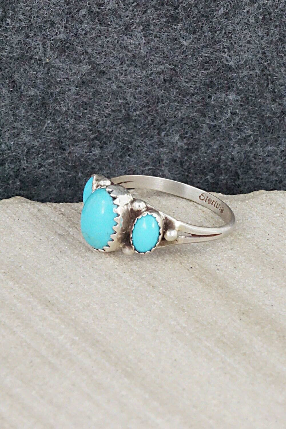 Turquoise & Sterling Silver Ring - Freda Martinez - Size 7.25