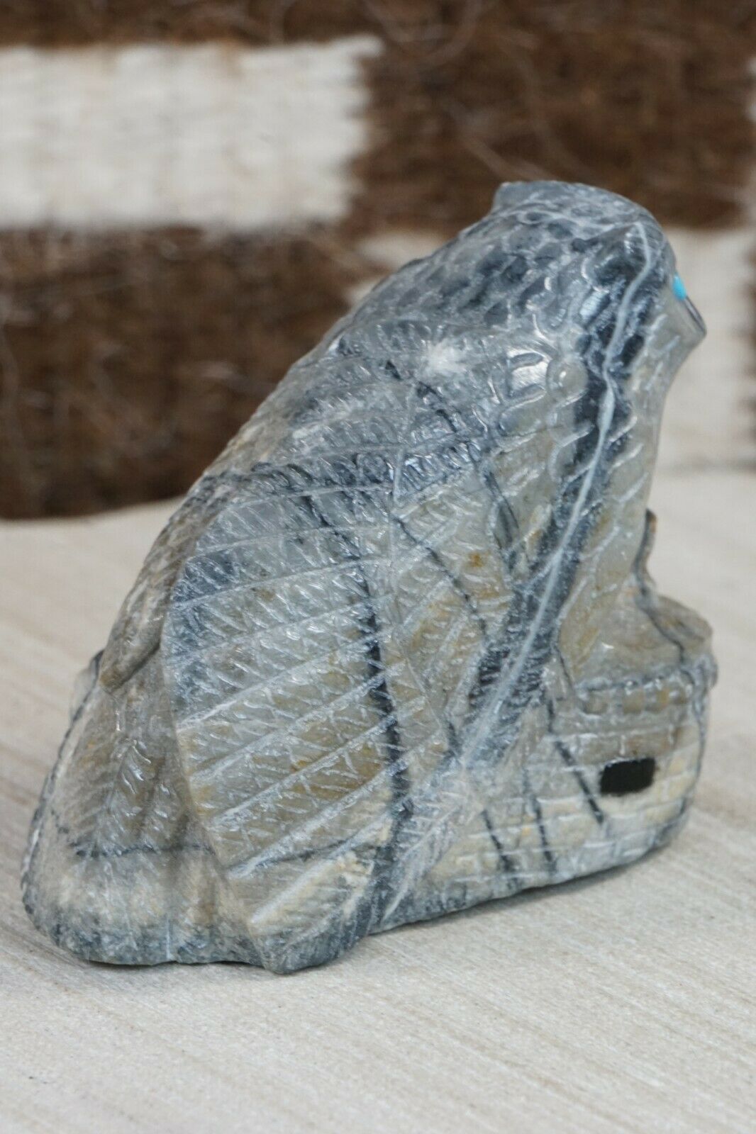 Owl Zuni Fetish Carving - Derrick Kaamasee