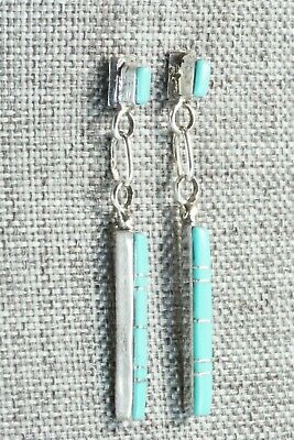 Turquoise & Sterling Silver Earrings - Roland Natachu