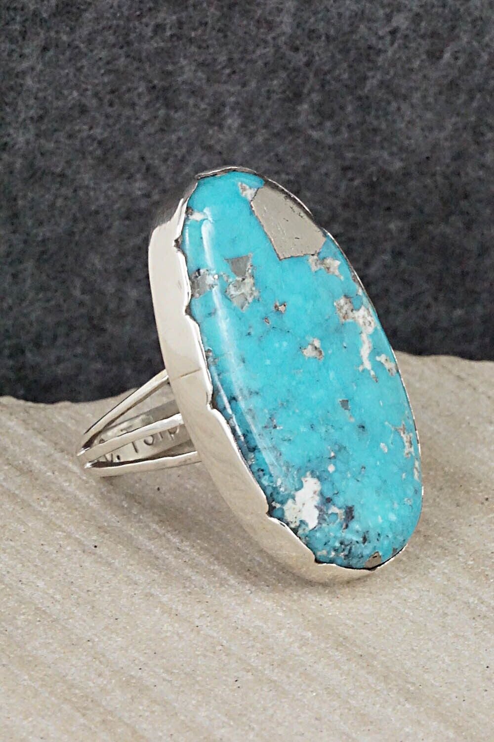 Turquoise & Sterling Silver Ring - Carlos Tsipa - Size 8.5