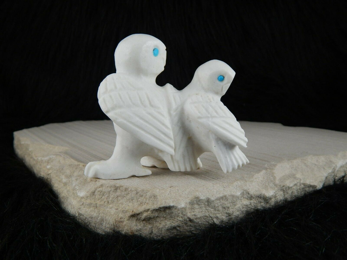 Owls Zuni Fetish Carving - Albert Eustace Sr - High Lonesome Trading