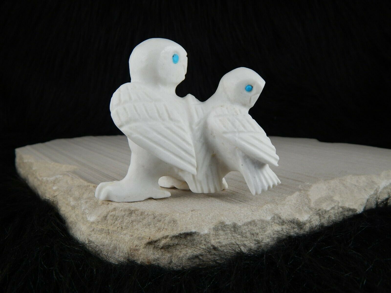 Owls Zuni Fetish Carving - Albert Eustace Sr - High Lonesome Trading
