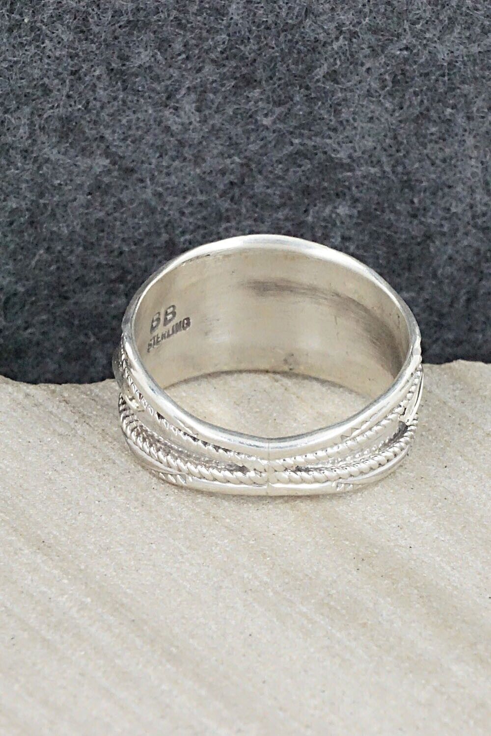 Turquoise, Coral and Sterling Silver Ring - Betty Begay - Size 13.5