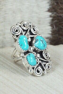 Turquoise & Sterling Silver Ring - Shirley Largo - Size 6.5