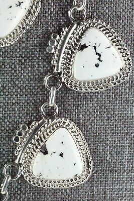 Navajo White Buffalo & Sterling Silver Necklace and Earrings Set - Tom Lewis