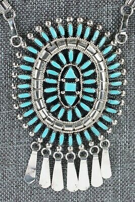 Zuni Turquoise & Sterling Silver Necklace and Earrings Set - Evonne Hustito