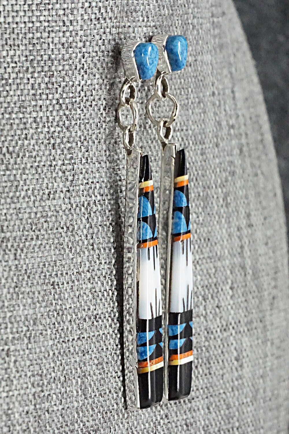 Multi Stone Inlay & Sterling Silver Earrings - Fernando Lemintino