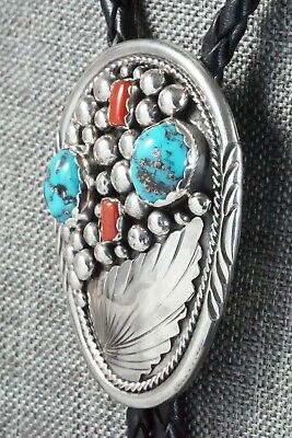 Turquoise & Sterling Silver Bolo Tie - Fred Peters