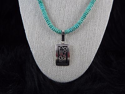 Zuni Sterling Silver Pendant & Turquoise Necklace - Frank Lahaleon - High Lonesome Trading