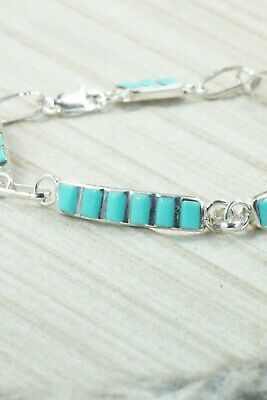 Turquoise & Sterling Silver Link Bracelet - Glennette Luna