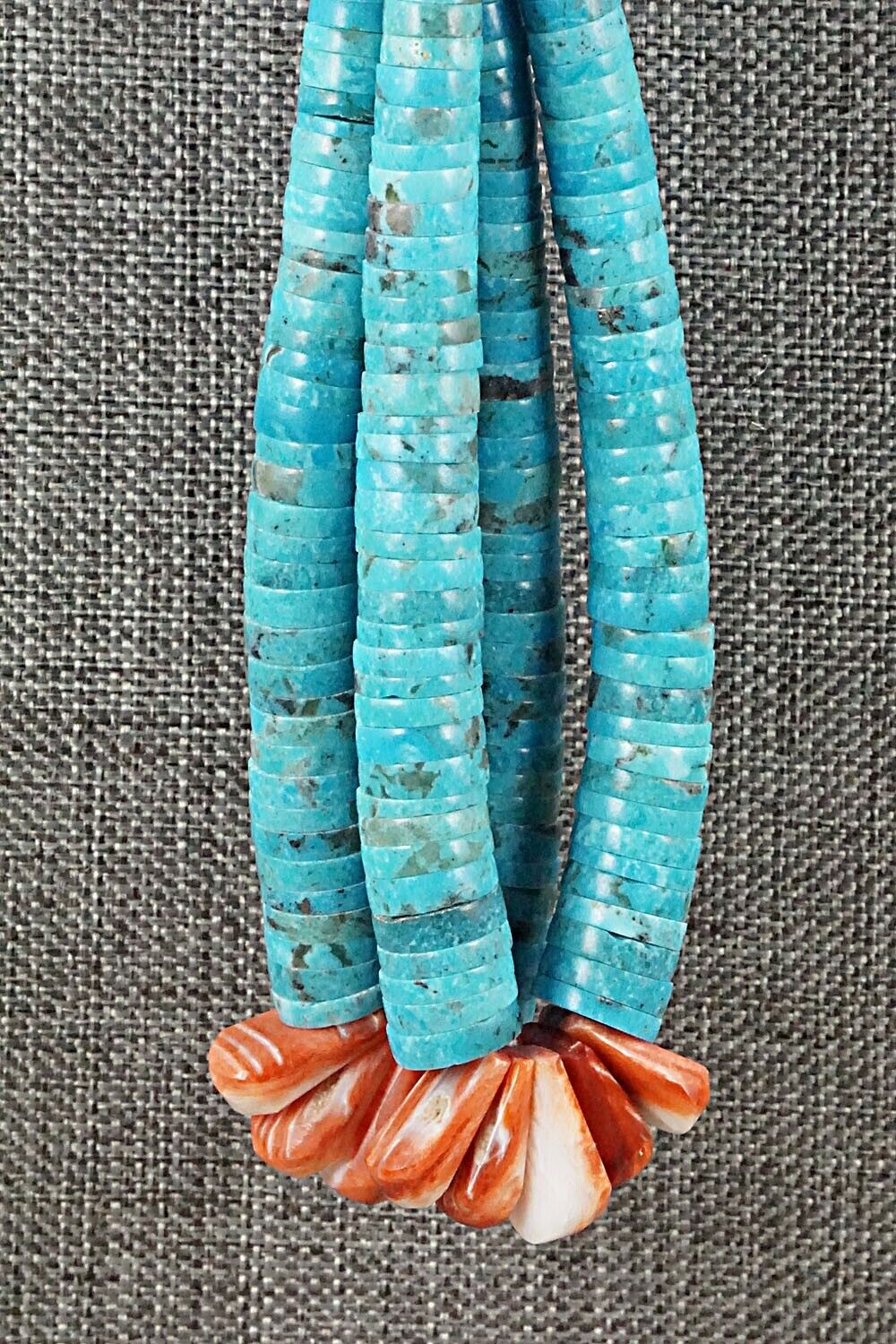 Turquoise & Spiny Oyster Necklace - Lupe Lovato