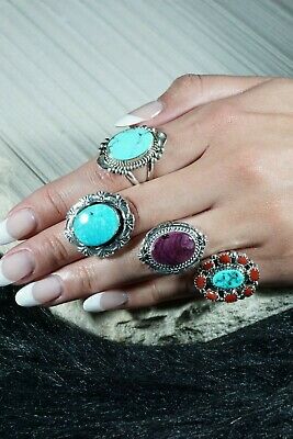 Navajo Turquoise and Sterling Silver Ring - Daniel Benally - Size 7 - High Lonesome Trading