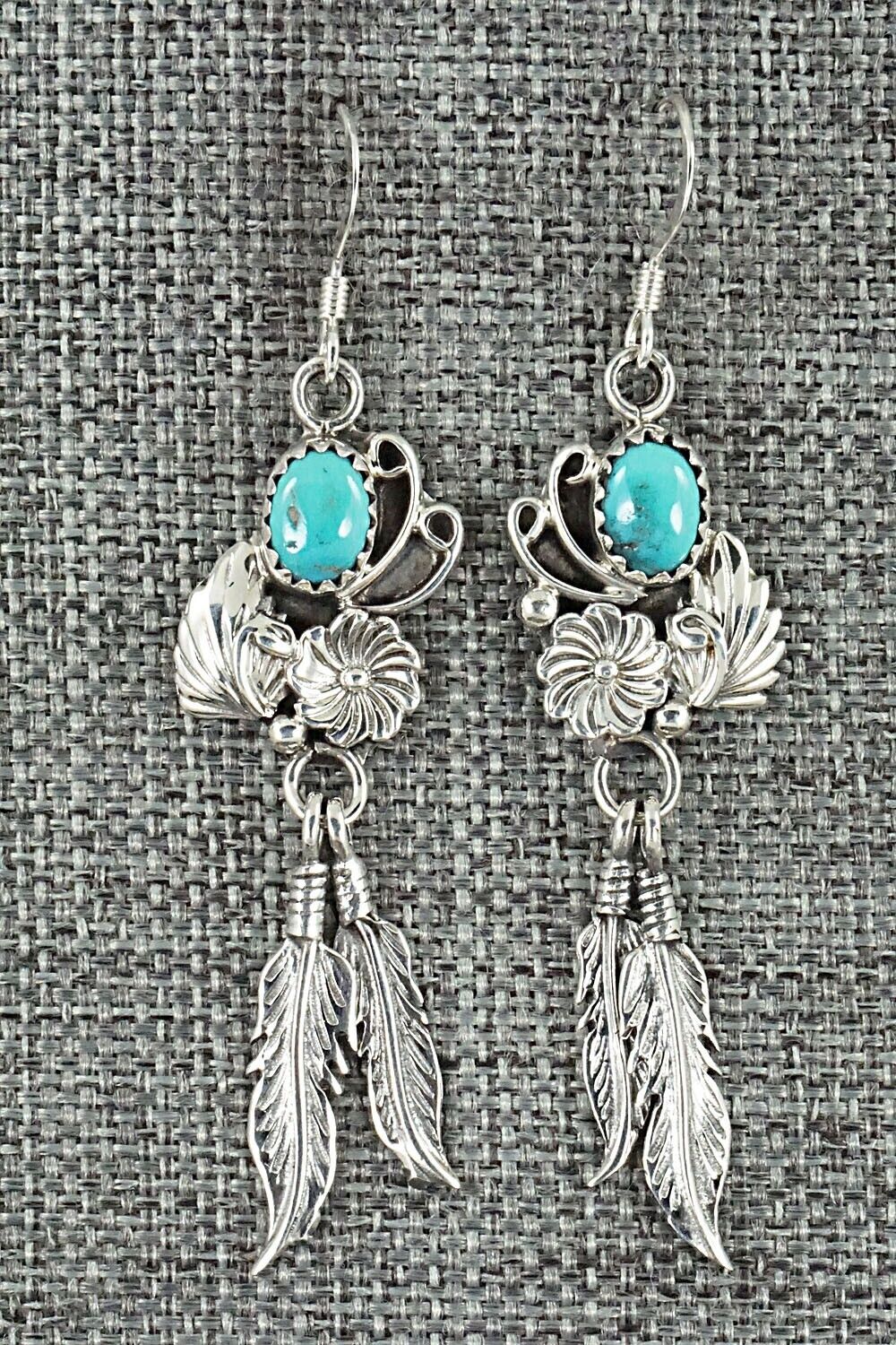 Turquoise & Sterling Silver Earrings - Lee Shorty