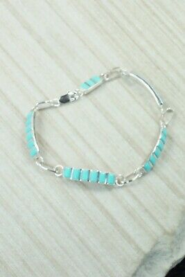 Turquoise & Sterling Silver Link Bracelet - Glennette Luna