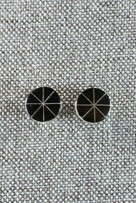 Zuni Jet & Sterling Silver Earrings - Johnson Laweka - High Lonesome Trading