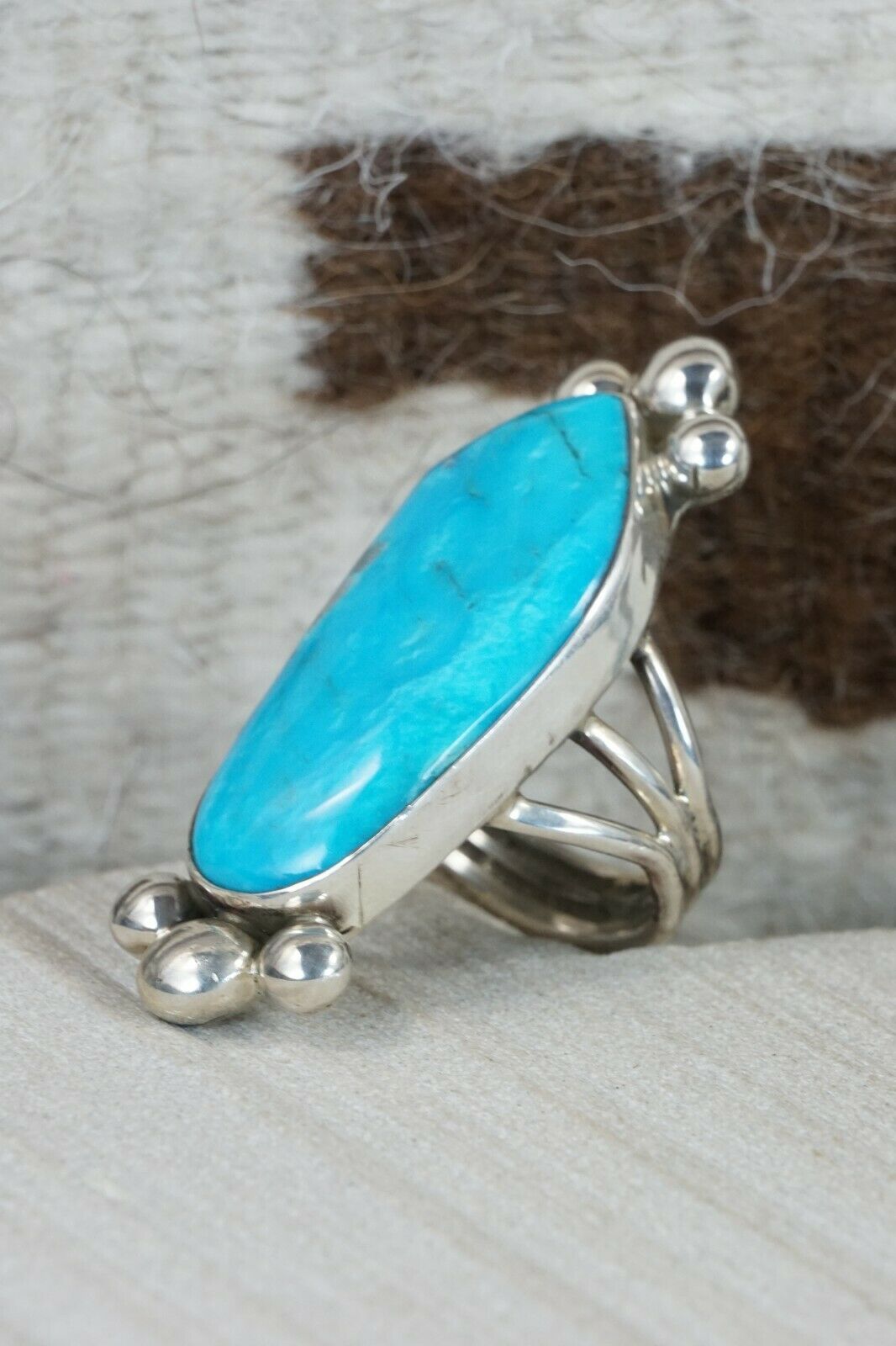 Navajo Turquoise and Sterling Silver Ring - Rick Martinez - Size 9