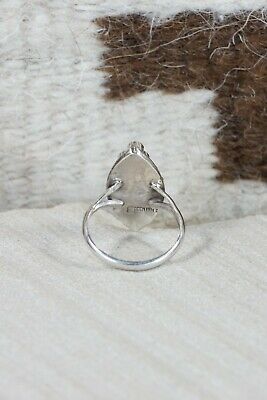 Zuni Coral and Sterling Silver Ring - Nancy Dishta - Size 6.5