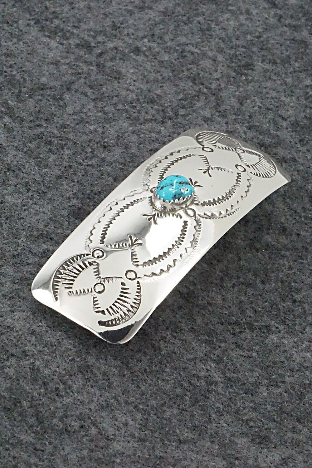 Turquoise & Sterling Silver Hair Barrette - Joann Silver