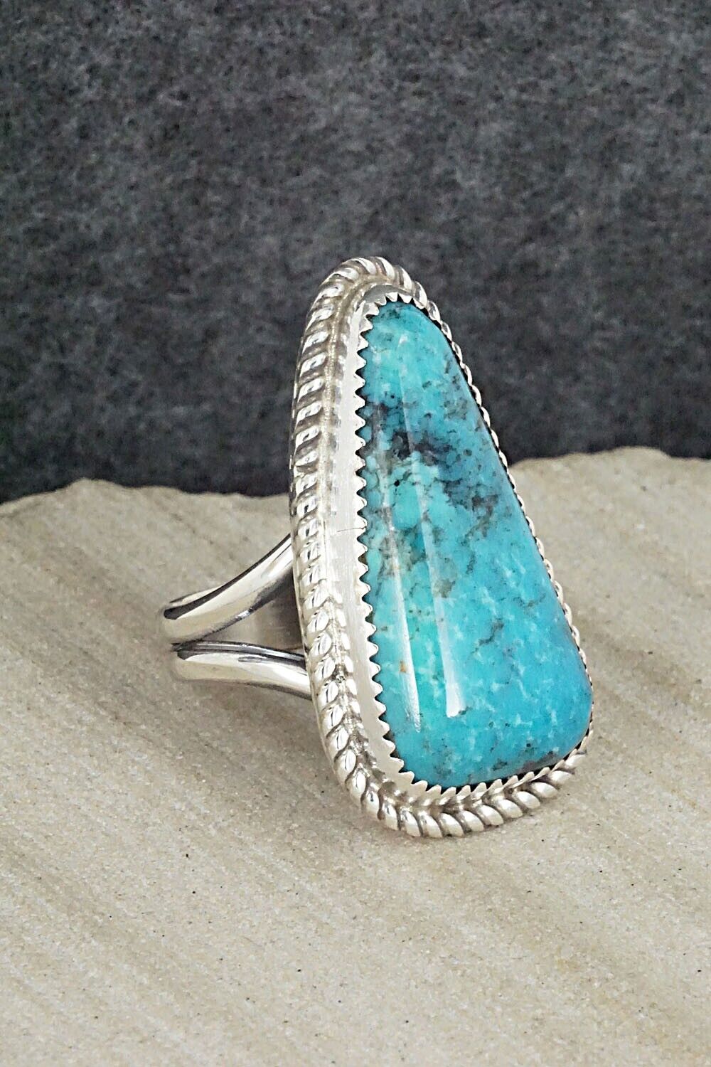 Turquoise & Sterling Silver Ring - Leslie Nez - Size 9