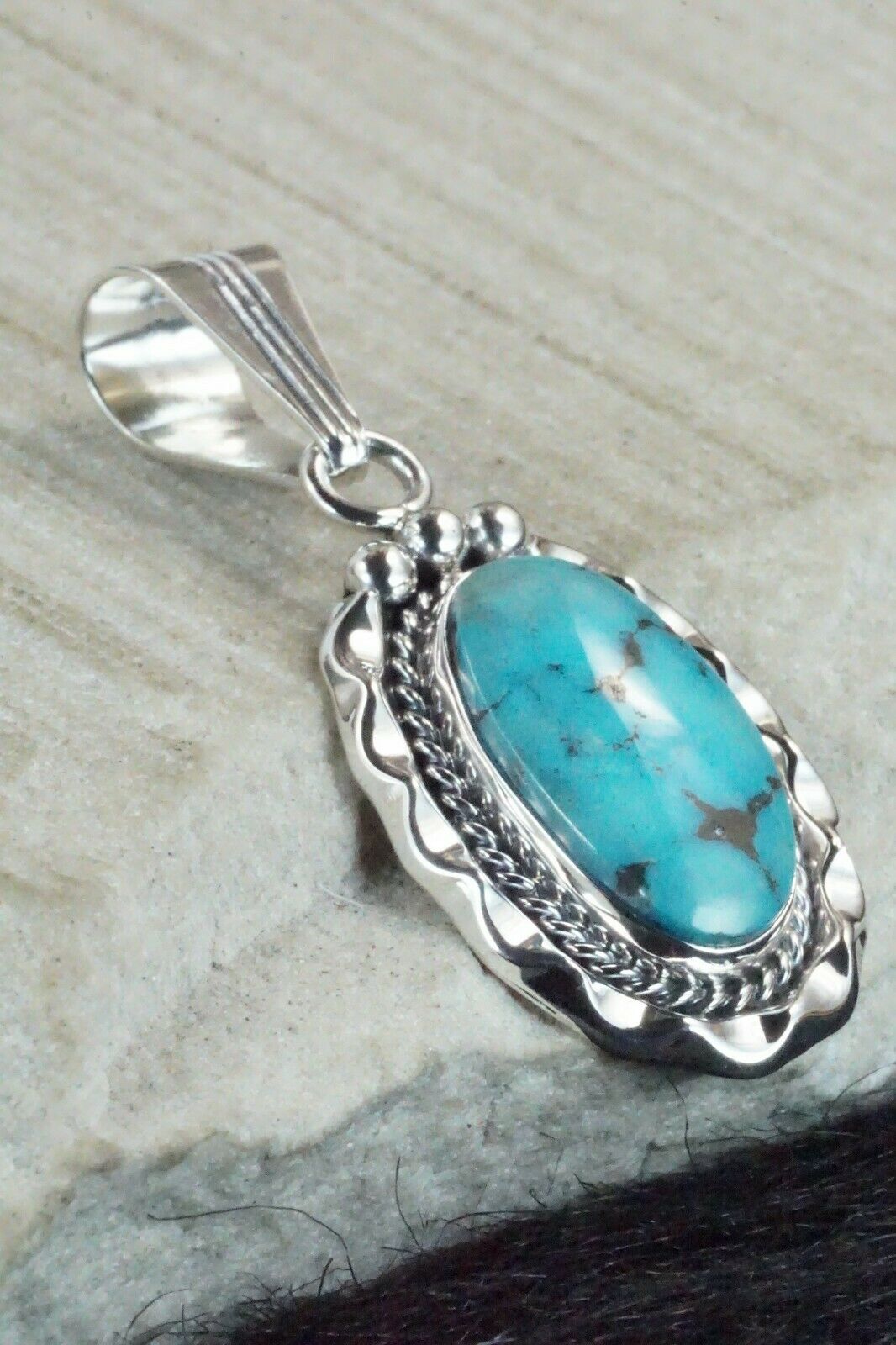 Turquoise & Sterling Silver Pendant - Samuel Yellowhair