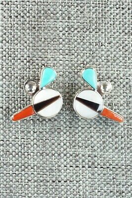 Multi Stone & Sterling Silver Inlay Necklace and Earrings Set - Leavus Ahiyite