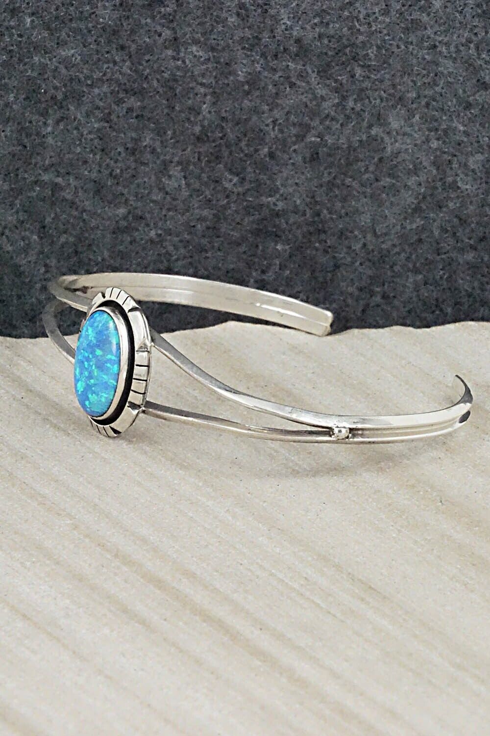 Opalite & Sterling Silver Bracelet - Amos Begay
