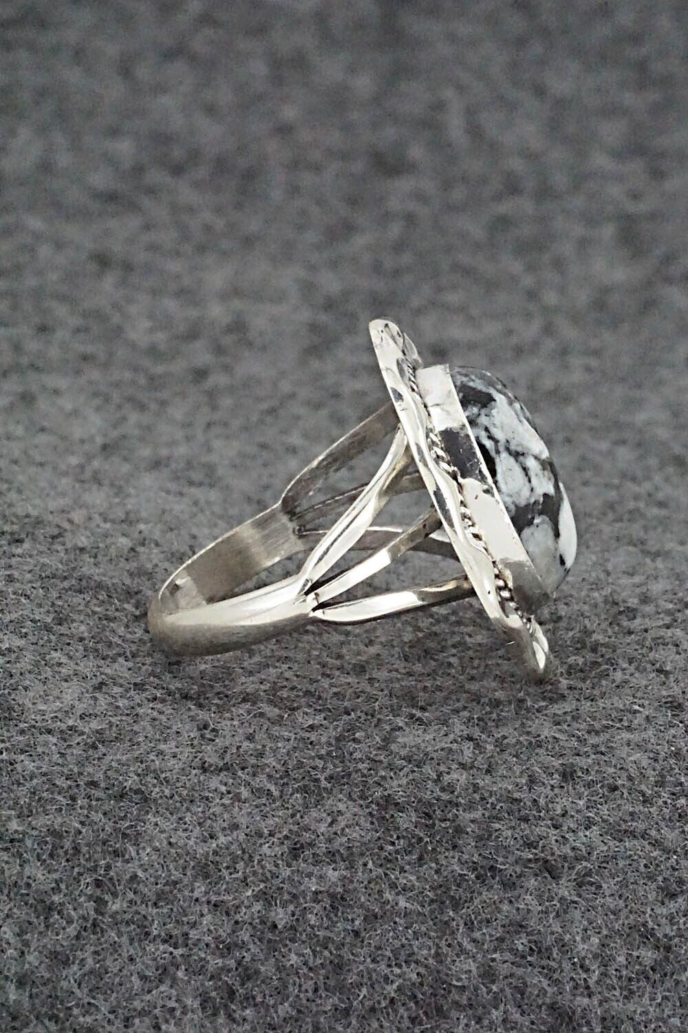 White Buffalo & Sterling Silver Ring - Samuel Yellowhair - Size 8.75