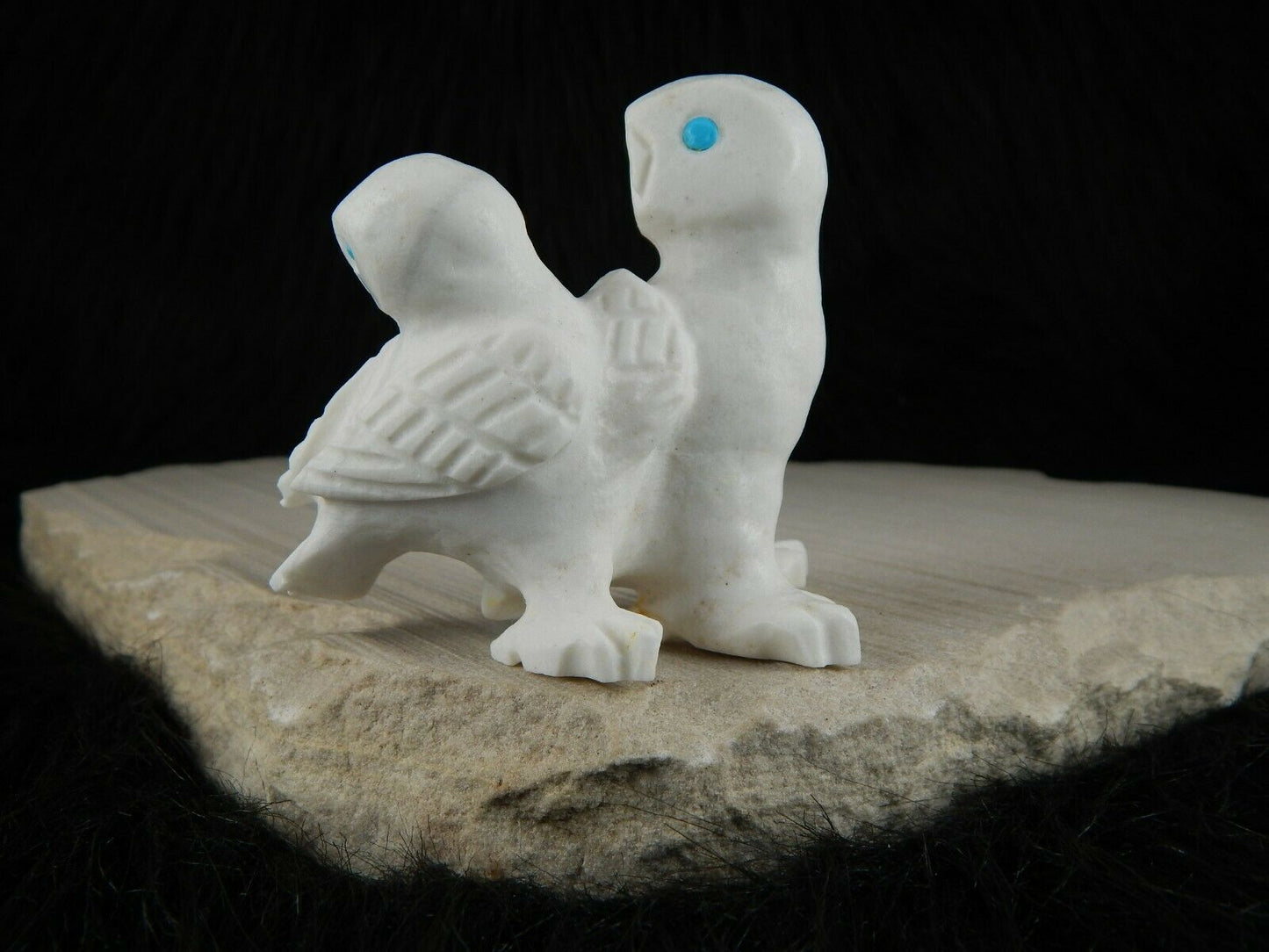 Owls Zuni Fetish Carving - Albert Eustace Sr - High Lonesome Trading