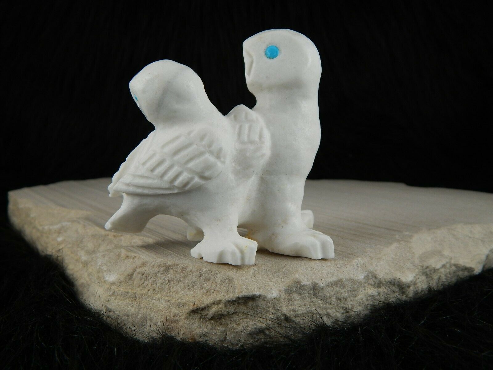 Owls Zuni Fetish Carving - Albert Eustace Sr - High Lonesome Trading