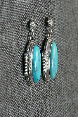 Navajo Turquoise and Sterling Silver Earrings - Verley Betone - High Lonesome Trading