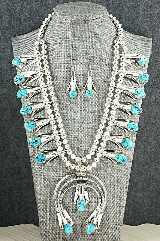 Turquoise & Sterling Silver Squash Blossom Set - Louise Yazzie